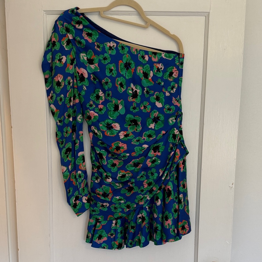 Borgo De Nor Navy Floral Silk Dress - Size 8